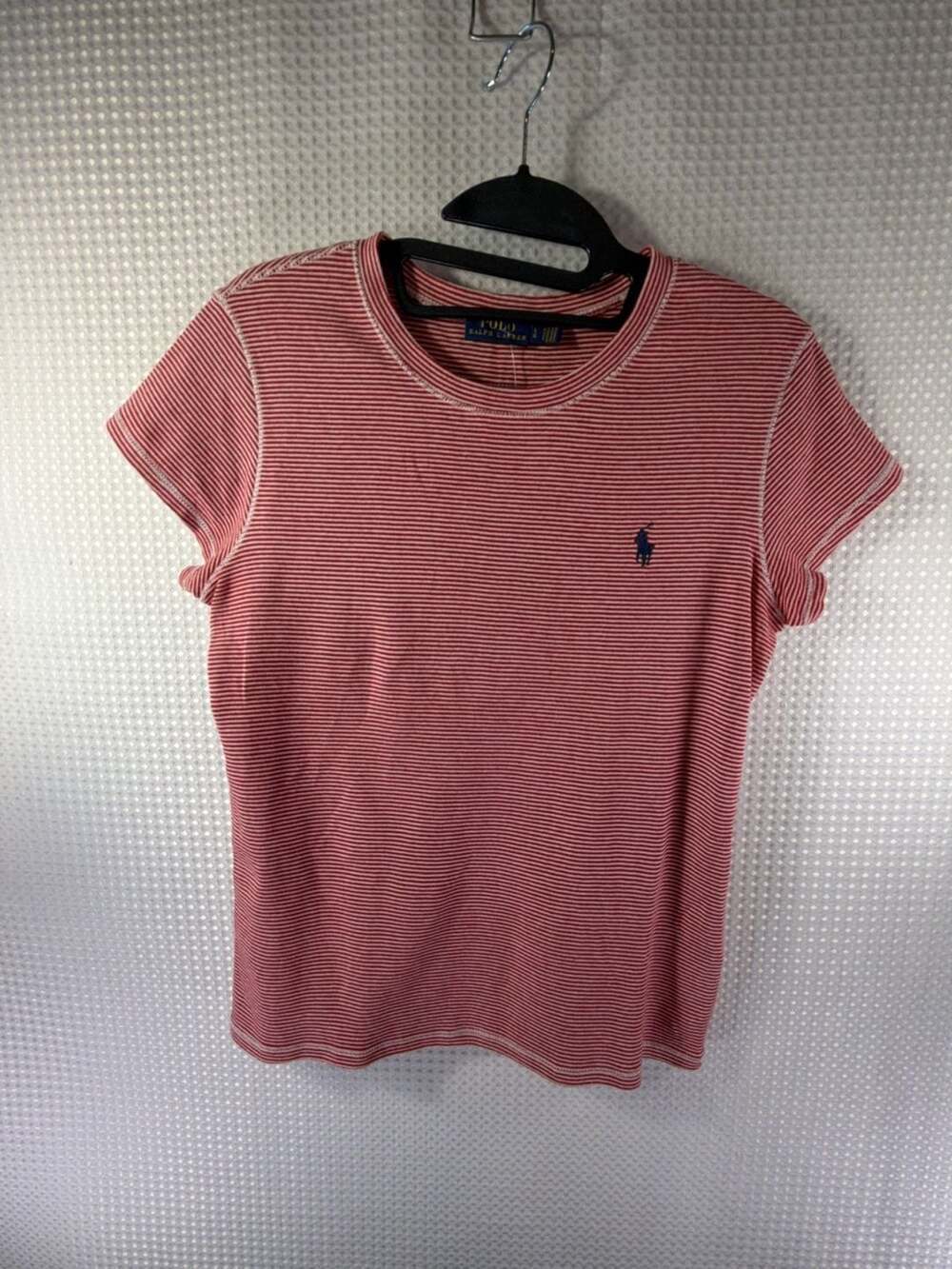 Polo Ralph Lauren Red and White Striped Short Sleeve Crew Neck T-Shirt